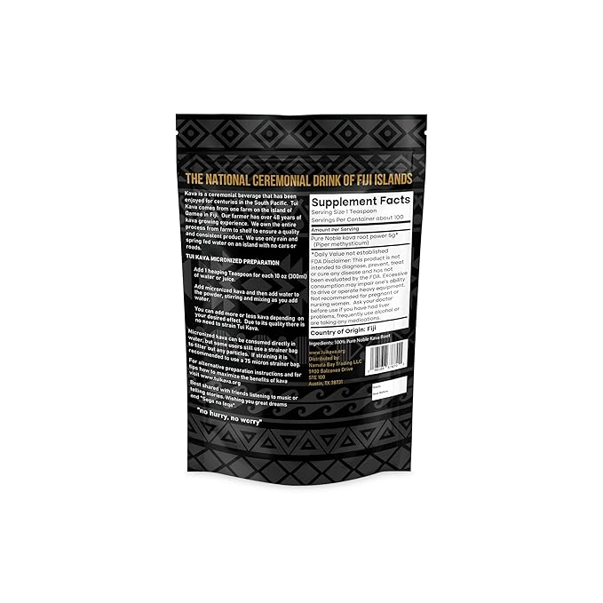 TUI KAVA PREMIUM WELLNESS KAVA - MICRONIZED Noble Fijian Kava 500g (1lb 2oz) - SHARING Size |Heady Morning/Daytime Kava | Increase Focus | Mood/Sleep Support | Stress Relief | NO STRAINING