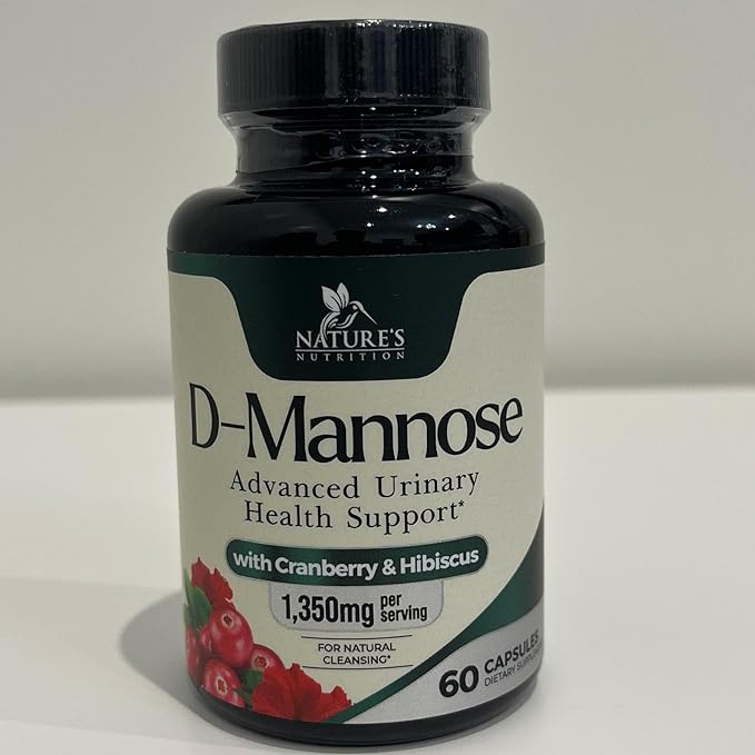 DMannose Pills with Cranberry 1350mg Advanced Formula - Effective Natural Bladder, Urinary Tract Health Support, Flush Impurities - D Mannose Supplements for Women & Men, Non-GMO, Vegan - 60 Capsules