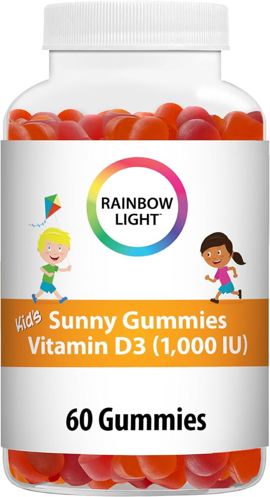 Rainbow Light Kid's Sunny Gummies Vitamin D3 1000 IU Gummy Supplement, Assorted Fruit Flavor, 60 Count, 1 Bottle
