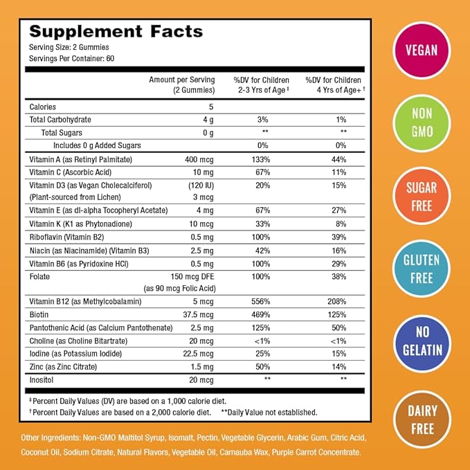 NutraChamps Kids Multivitamin Gummies | Multivitamin for Kids | 120 Gummy Vitamins for Kids | Sugar Free Kids Vitamins Gummy Multivitamin | Vegan & Non-GMO | Strawberry, Passionfruit, Peach & Cherry