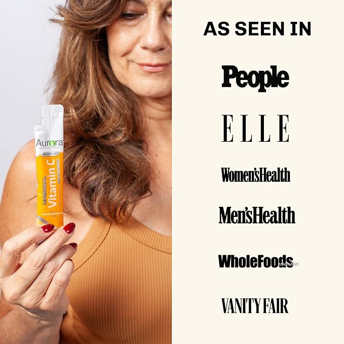 Aurora Nutrascience Mega-Pack Liposomal Vitamin C, Immune Support, 3,000 mg Per Serving, Vegan, Gluten Free, Non-GMO, 10 Single Serve Packets, Orange