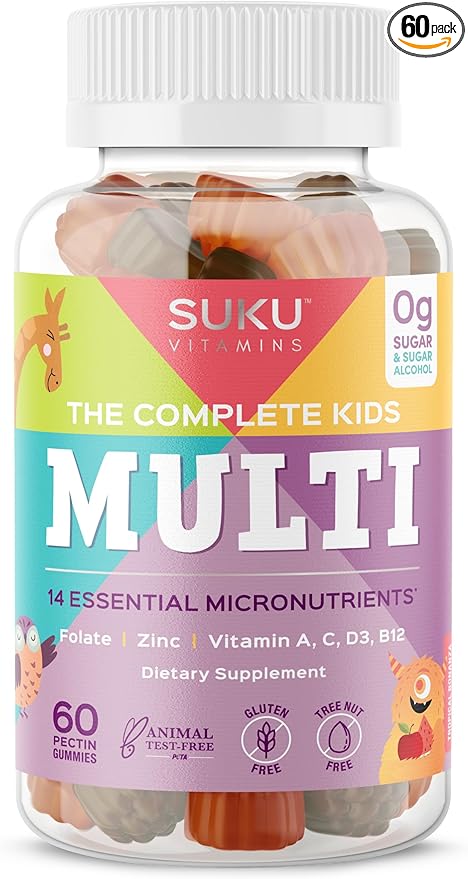 The Complete Kids Multi - Vitamin A, Folate, Zinc Gummies for Immunity Support -Easy to Chew- NonGMO, Allergen Gluten Sugar Free - Tropical Bonanza Flavored Gummy Vitamins - 60 Count