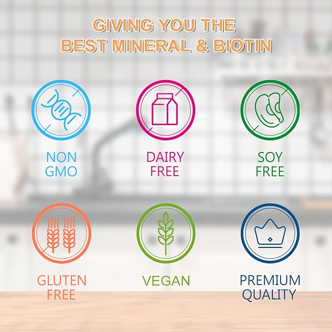 Hair Skin and Nails Multi-Vitamin for Men & Women, 10000mcg Biotin & Multimineral, Contains B-Vitamins, Vitamins C, E & D3, Trace Minerals, Zinc, Gluten-Free, Dairy-Free, Soy-Free, 100 Tablets