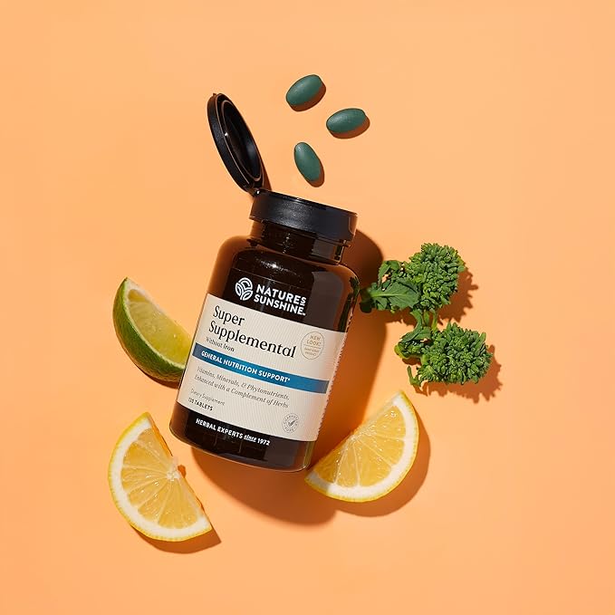 Nature's Sunshine Super Supplemental w/o Iron: Complete Multivitamin with Minerals, Antioxidants & More for Nutritional Gaps, Overall Health, Immune & Energy Support. 120 Tabs