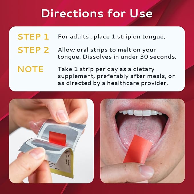 Vitamin B12 Strips 30 Pack | Easy Oral Dissolvable Mint Flavored Strips | 1500 mcg Strips | VIT B12 Dissolve Under Tongue | Methylcobalamin B-12 Vitamin Formula | Vegan Friendly & Gluten Free