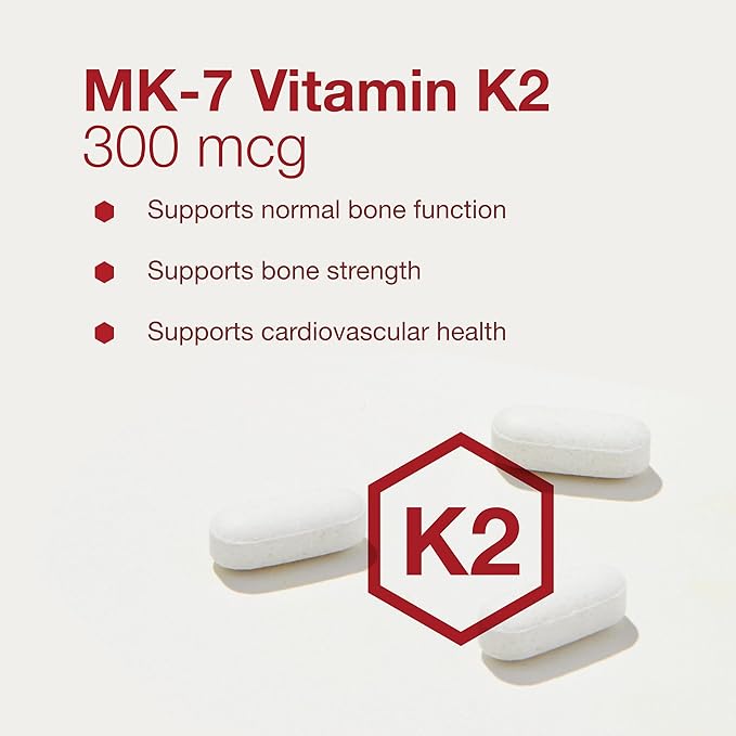 PROTOCOL FOR LIFE BALANCE MK-7 Vitamin K2 300mcg - Extra Strength - VIT K Supplement - MK-7 Vitamin K2 Life Balance - Support Bone Health & Vascular Elasticity - Non-GMO & Vegan - 60 Veg Capsules