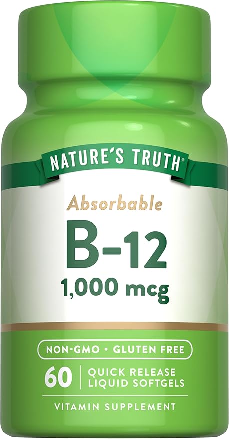 Nature's Truth Vitamin B12 | 1000 mcg | 60 Softgels | Non-GMO & Gluten Free Supplement