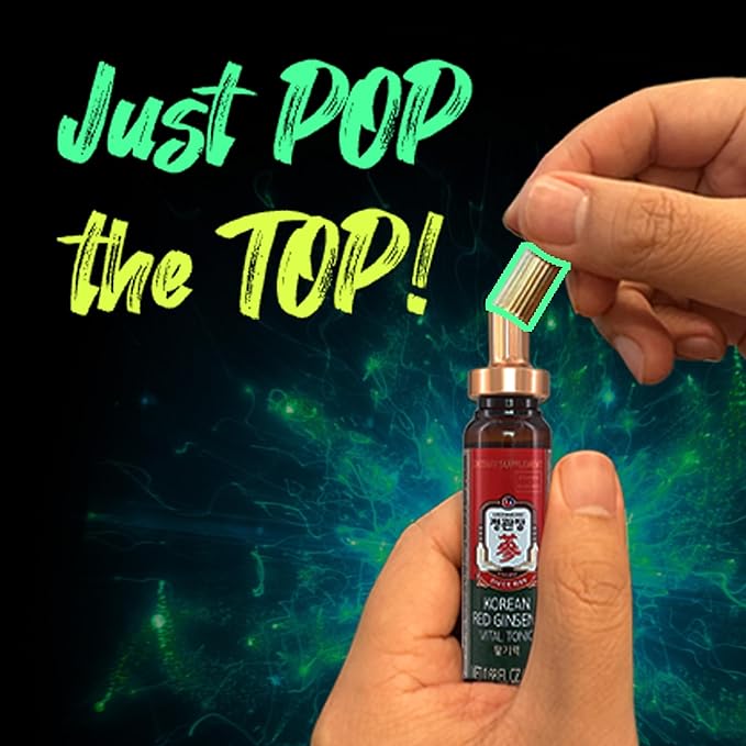 JungKwanJang Vital Tonic Korean Red Ginseng, Ginger, Fruit Blend Wellness Shots for Energy, Focus, Circulation and Immunity Supplement, 10 Count