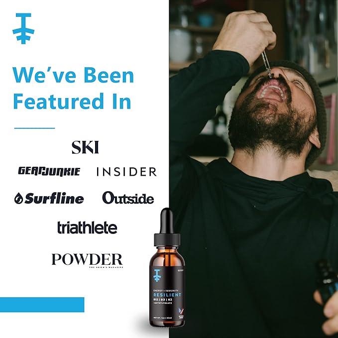 Resilient Vitamin D3 K2 B12 Drops - Liquid B12 K2 D3 Vitamin Supplement with Methylfolate, Liquid Drops for Energy & Recovery, Methy Folate for Sleep & Mood - Natural Berry 30mL