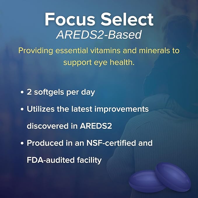 Focus Select AREDS2 Based Eye Vitamin-Mineral Supplement - AREDS2 Based Supplement for Eyes (60 ct. 30 Day Supply) - AREDS2 Based Low Zinc Formula - Eye Vision Supplement and Vitamin