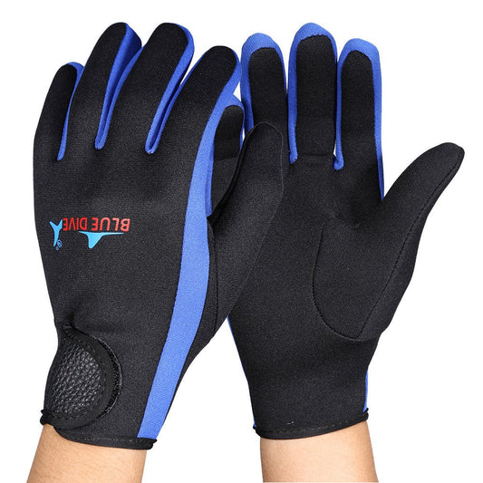 Diving Gloves, 1Pair/Set 3 Colors Diving Neoprene Gloves for Snorkeling Kayaking Surfing Water Sports (Black Blue L)