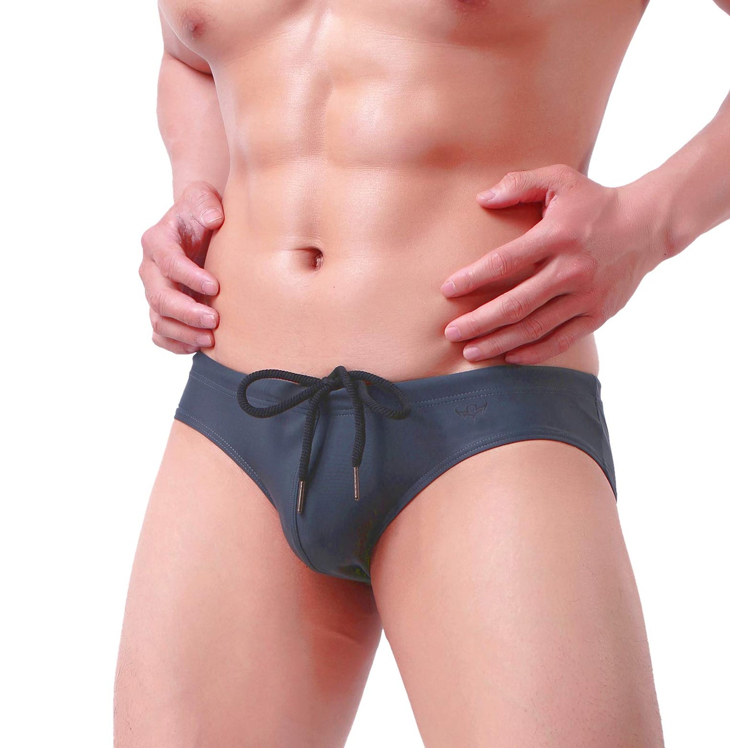 Men's Fashion Low-rise Swimming Briefs Pure Color Bikini Swimwear 1156 (X-Large / 32"-37', 700 DarkGreen)