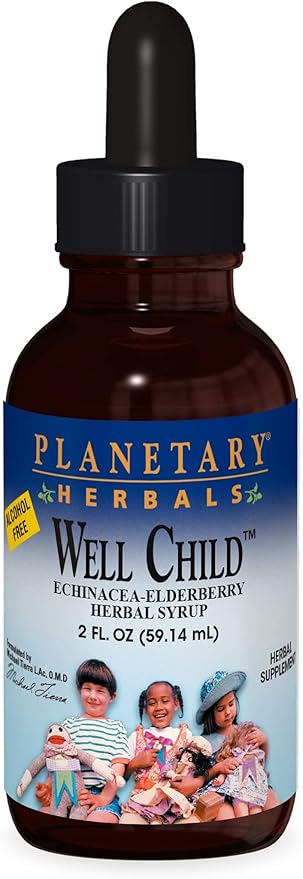 Planetary Herbals Well Child, Alcohol Free, Echinacea-Elderberry Herbal Syrup - 2 Fluid oz