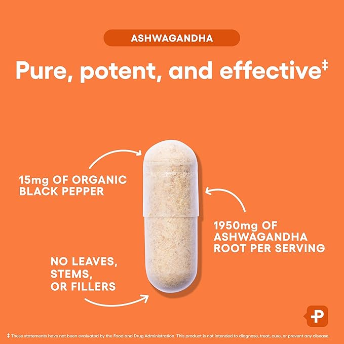 Physician's CHOICE Ashwagandha 1950mg Organic Ashwagandha Root Powder with Black Pepper Extract, Stress Support, Mood Support Supplement, 90 Veggie Ashwagandha Capsules - 2 PCK