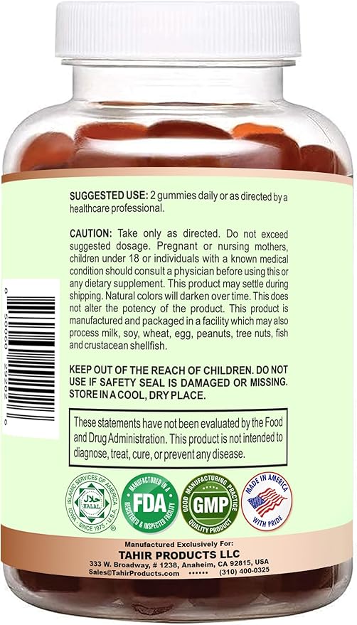 Tahir Halal Multivitamin Gummies for Adults – Daily Nutritional Support for Men and Women with Biotin, Vegan-Friendly, Non-GMO, Natural Fruit Flavors, Made in The USA – Certified Halal Vitamins