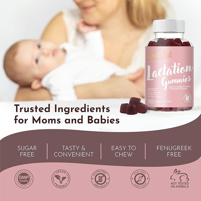 Milk Multiplier Lactation Postpartum Gummies - Postnatal Support Vitamins Supplement for Nursing Breastfeeding Mom Mother - Increase Milk Supply Production Multivitamins for Women