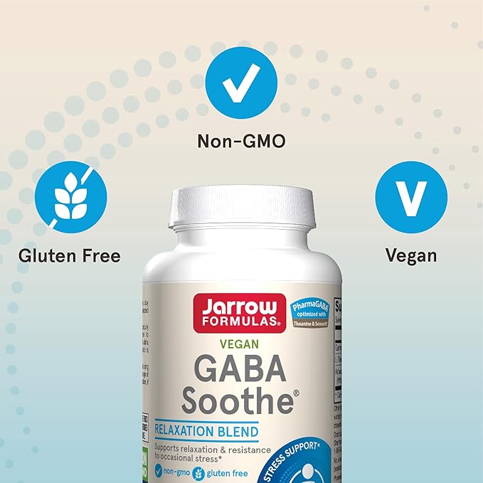 Jarrow Formulas® GABA Soothe®, 3 Ingredient Dietary Supplement for Relaxation and Occasional Stress, 30 Veggie Capsules, 30 Day Supply