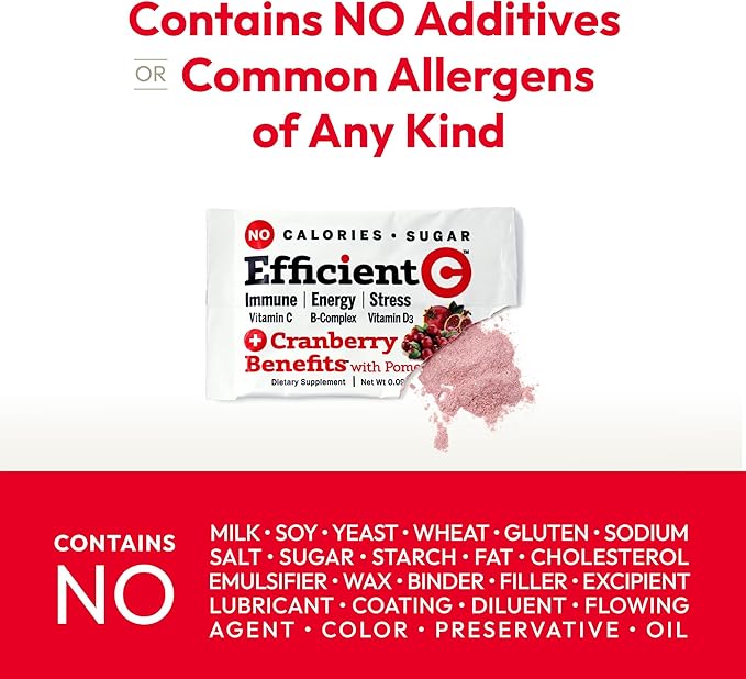 ANDREW LESSMAN Efficient C + Cranberry Benefits 180 Packets - Immune, Energy, Stress and Urinary Tract Support. Reinvention of The Vitamin C Drink. No Calories. No Sugar. No Carbs. Easy to Mix.