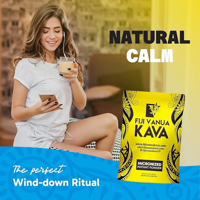 Fiji Vanua Kava Micronized Kava Powder, Portable and Easy to Prepare Kava Root, No Straining Needed, Pure & Strong Drink Powder, 8 oz