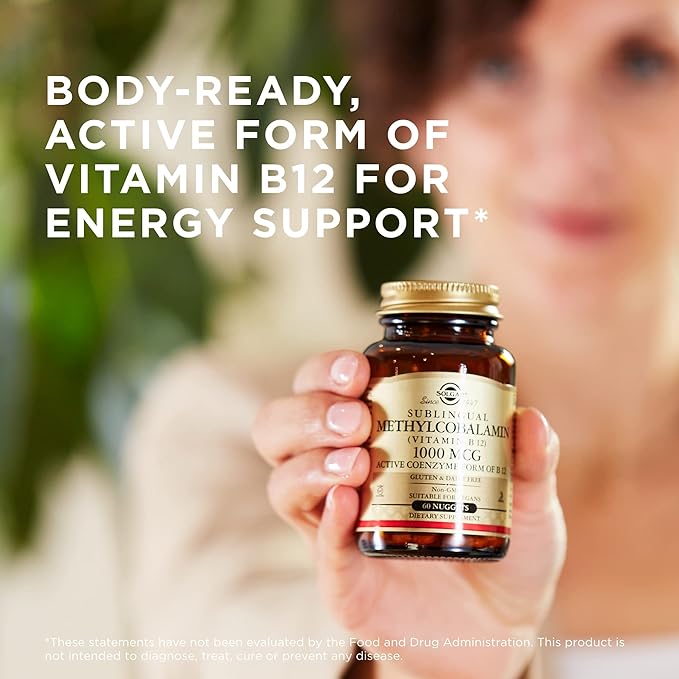 Solgar Methylcobalamin (Vitamin B12) 1000 mcg - 60 Nuggets, Pack of 2 - Supports Energy Metabolism - Non-GMO, Vegan, Gluten Free, Dairy Free, Kosher - 120 Total Servings