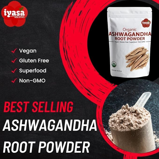 Organic Ashwagandha Powder, Withania Somnifera, Raw Superfood, Workout Supplement, Resealable Pack