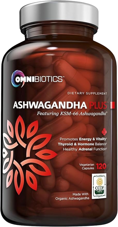 Organic Ashwagandha Supplement - 1300mg Ashwagandha KSM 66 Root Extract with Extra Strength Formula for Cortisol Balance, Mood Support, Stress Relief, and Sleep. Non-GMO - 120 Organic Vegan Capsules