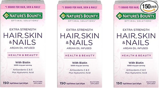 Nature's Bounty Extra Strength Hair Skin Nails, 150Count, Pack of 3