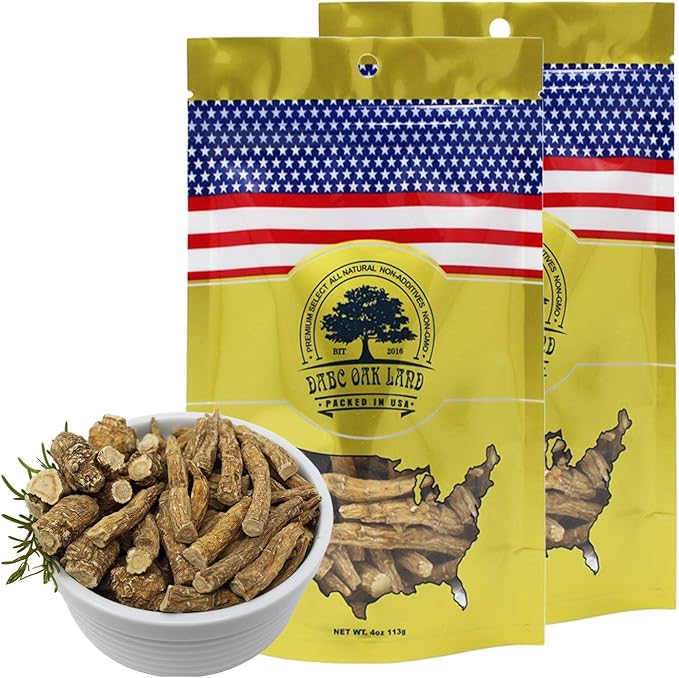 American Ginseng Slices from Wisconsin (Sliced Ginseng Root Wisconsin Grown!Most People Use It to Make Ginseng Tea! Good for Health! (American Ginseng Large Branch, 2 Packs of 8 Ounces)