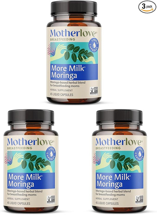 Motherlove More Milk Moringa (135 Liquid caps) Moringa-Based Lactation Supplement to Support Breast Milk Supply—Non-GMO, Organic Herbs, Vegan, Kosher