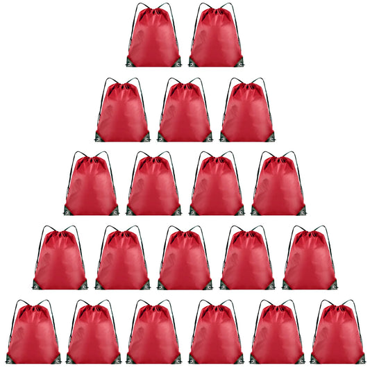 Grneric 20 Pieces Drawstring Backpack Bulk Cinch Sackpack Ployster Drawstring Bags for Gym Party Trip(Red)