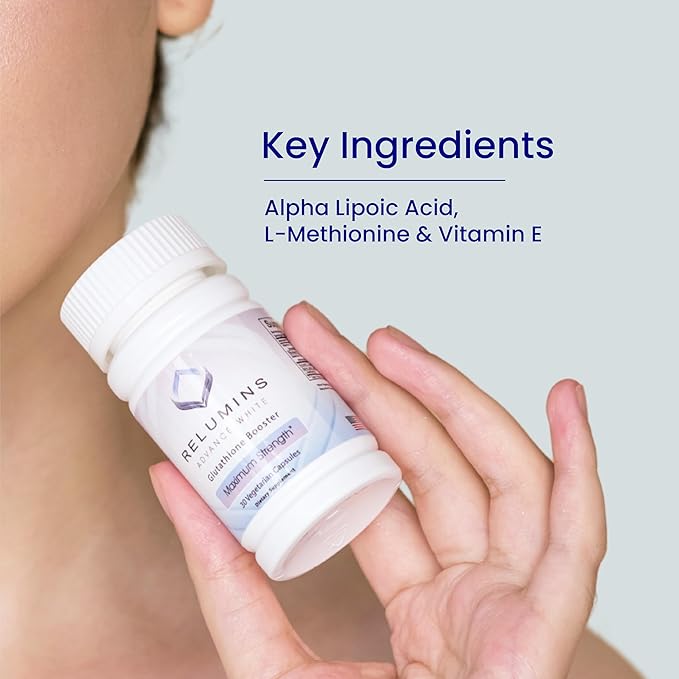 Relumins Skin & Immune Booster Vita Bundle – Advanced Vitamin C 1000mg with Rose HIPS (180 Capsules) + Max Strength Glutathione Booster (30 Veg Capsules) – Antioxidant & Skin Support, Halal Certified