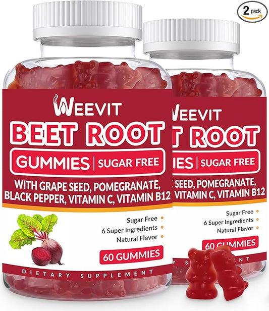 Beet Root Gummies, Nitric Oxide Supplement for Men Women | Organic Beet Gummy with Grape Seed, Pomegranate, Black Pepper, Vitamin C, B12