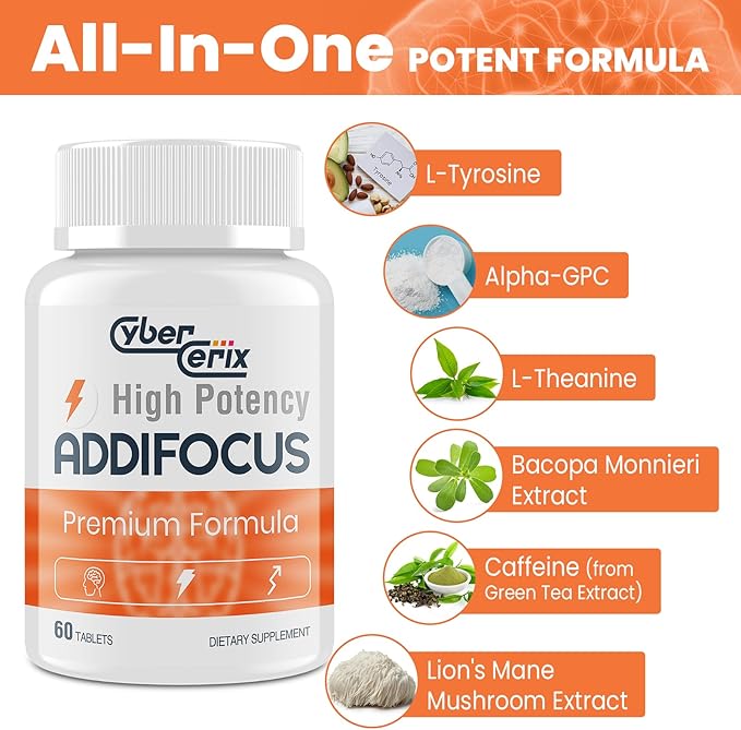 17-in-1 Brain Supplement for Memory and Focus - Nootropic Brain Supplement for Concentration, Clarity, Energy & Focus - Natural Caffeine Blend with Vitamins, Amino Acids & Herbal Extracts - 60 Tablets
