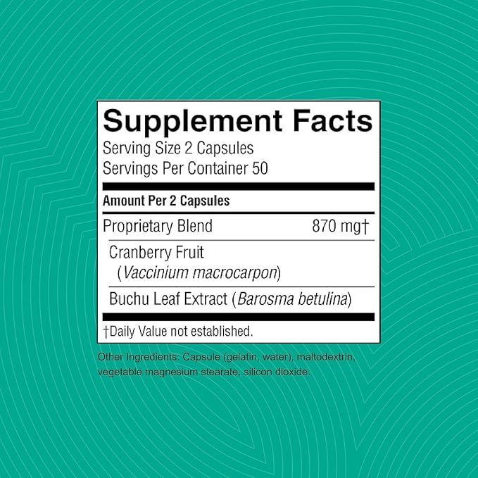 Nature's Sunshine Cranberry and Buchu Concentrate 100 Capsules