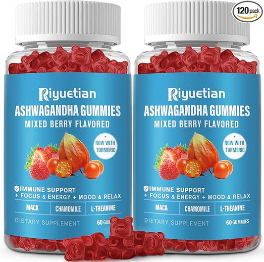 Ashwagandha Gummies for Women & Men - Immune Support & Increased Energy - Ashwagandha Supplements for Men & Women - Natural Strawberry Flavor (120 Count)