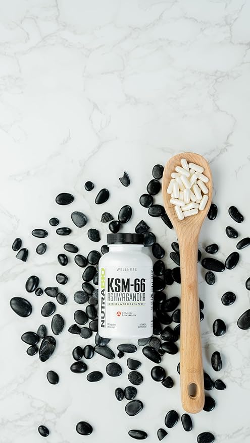 NutraBio Ashwagandha KSM-66 Herbal Supplement for Better Overall Well-Being- Ashwagandha Supplement- 600mg - 60 Vegetable Capsules