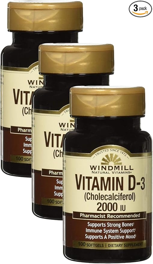 Windmill VIT D 2000 IU SOFTGELS WMILL 100 (Pack of 3)