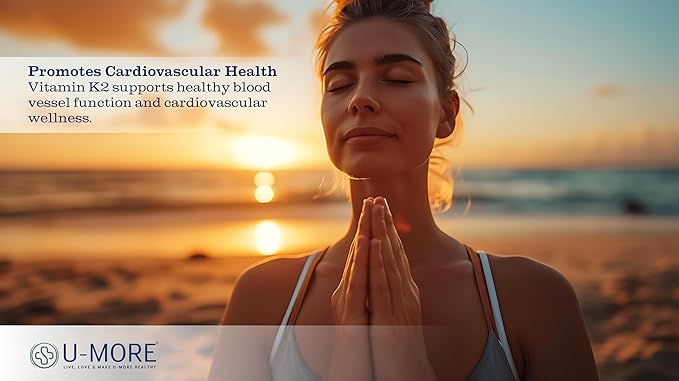 U-MORE - 1000 IU High Strength Vitamin D3 & Vitamin K2 (Menaquinone 7) - Sugar, Gluten, GMO Free, Supports Bone Health & Immune Function, Daily Supplement for Strong Bones & Immunity - 60 Softgels