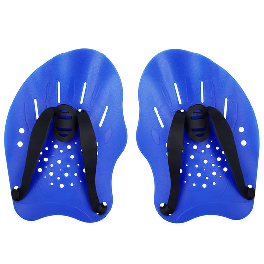 Gasher Contoured Swim Hand Paddles Swimming Training Paddles with Adjustable Straps Swimming Fins Blue