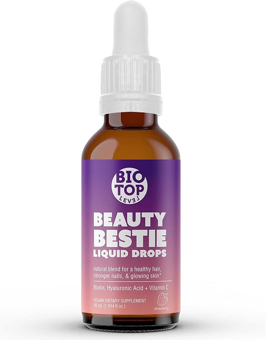 Beauty Bestie Vegan Liquid Drops, Biotin, Vitamin C, Hyaluronic Acid, Multi-Benefit Vitamins Blend to Support Healthy Hair, Skin & Nails Growth, Sugar Free 1 fl oz.