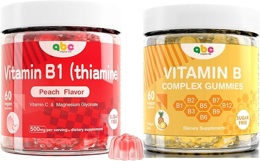 Vitamin B1 Gummies Vitamin B1 B6 B12 Complex Energy Plus Healthy Nervous System, 1 Pack