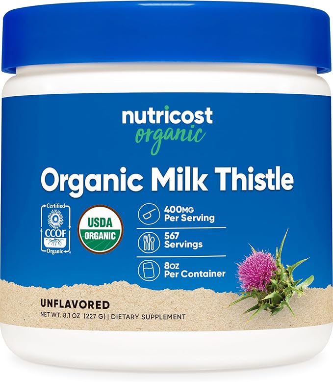 Nutricost Organic Milk Thistle (Silybum Marianum) 8 oz per Container (Unflavored) - Non-GMO, Gluten-Free