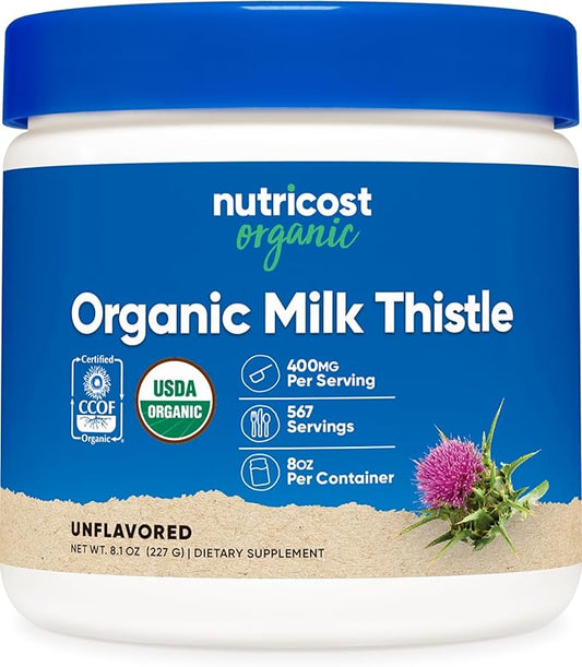 Nutricost Organic Milk Thistle (Silybum Marianum) 8 oz per Container (Unflavored) - Non-GMO, Gluten-Free