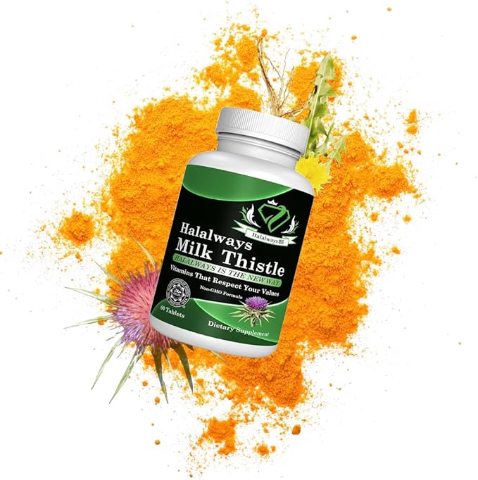 Halalways Milk Thistle Certified Halal Supplement Milk Thistle Liver Detox Supplement Gentle Herbal Liver Cleanse for Men & Women - Liver Health Support - Non-GMO