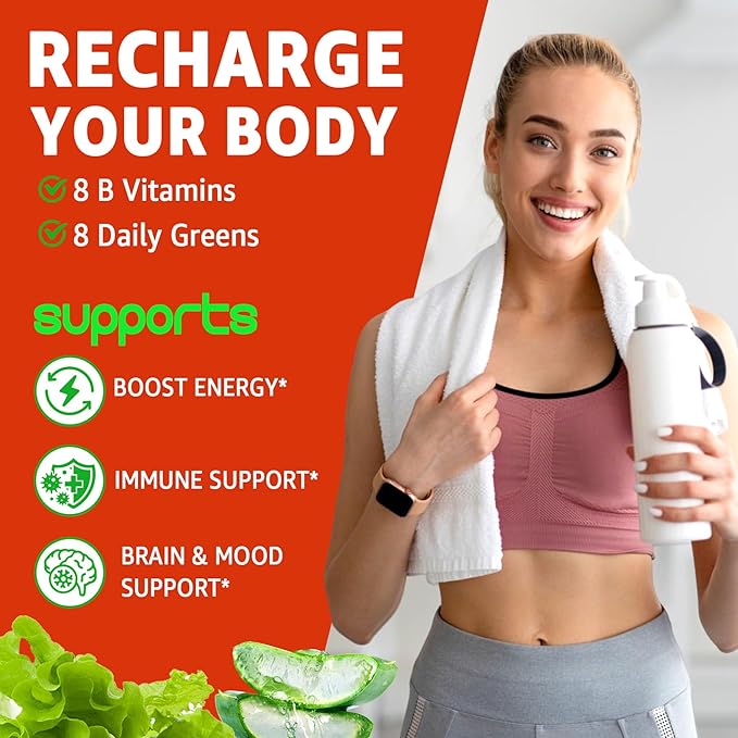 Vitamin B-Complex Gummy Supplements, with Vitamin B12, B7 as Biotin, B6, B3 as Niacin, B5, B6, B8, B9, VC, Zinc for Stress, Healthy Immune System and Energy - Sugar Free, Vegan, 120 Count