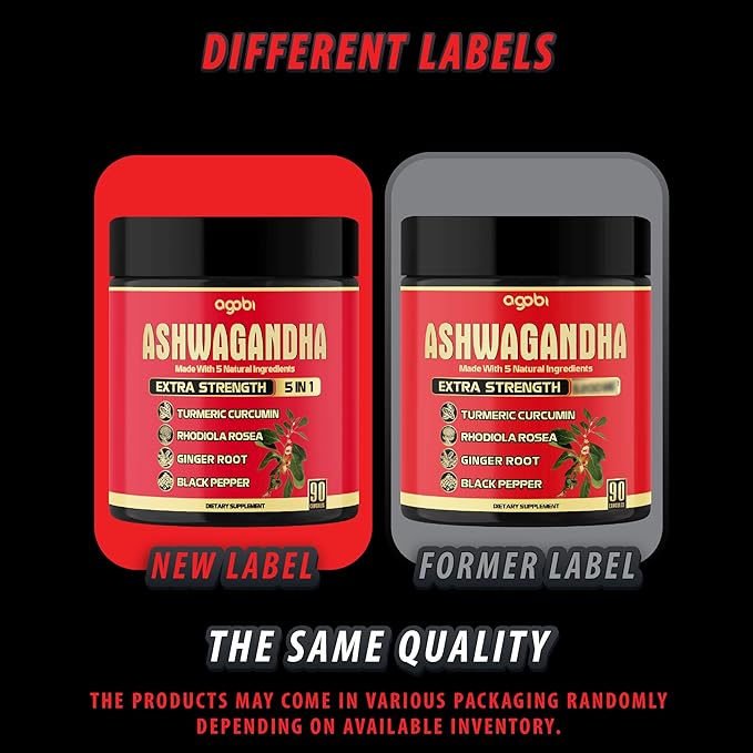 Ashwagandha Capsule 5in1-90 Vegan Capsules Blended with Ginger, Turmeric, Rhodiola Rosea & Black Pepper