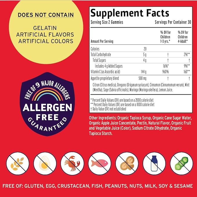 Vitamin Friends - Natural and Vegan Appetite Stimulant Gummies for Children- Zero Allergen Kids Vitamins - Orange Flavor (60 Gummies)