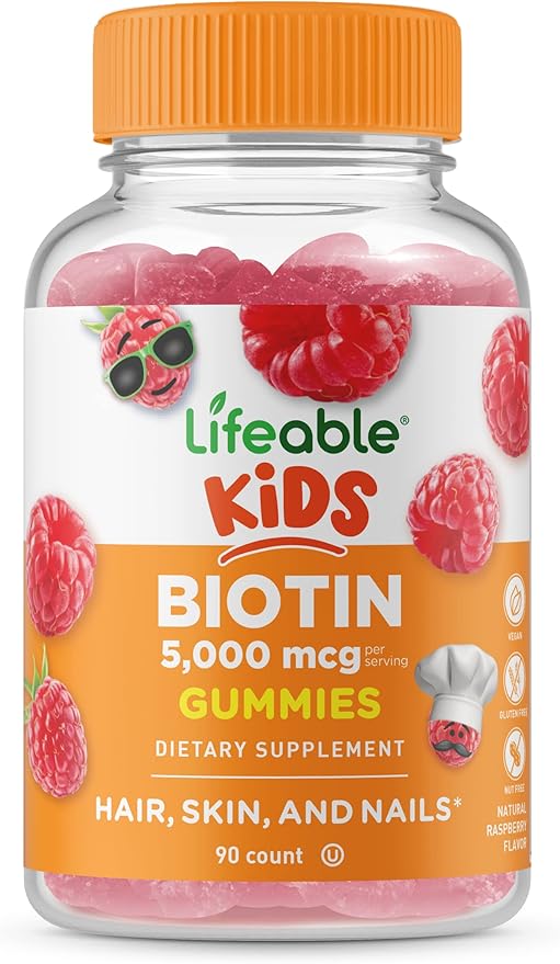 Lifeable Zinc Kids + Biotin Kids, Gummies Bundle - Great Tasting, Vitamin Supplement, Gluten Free, GMO Free, Chewable Gummy