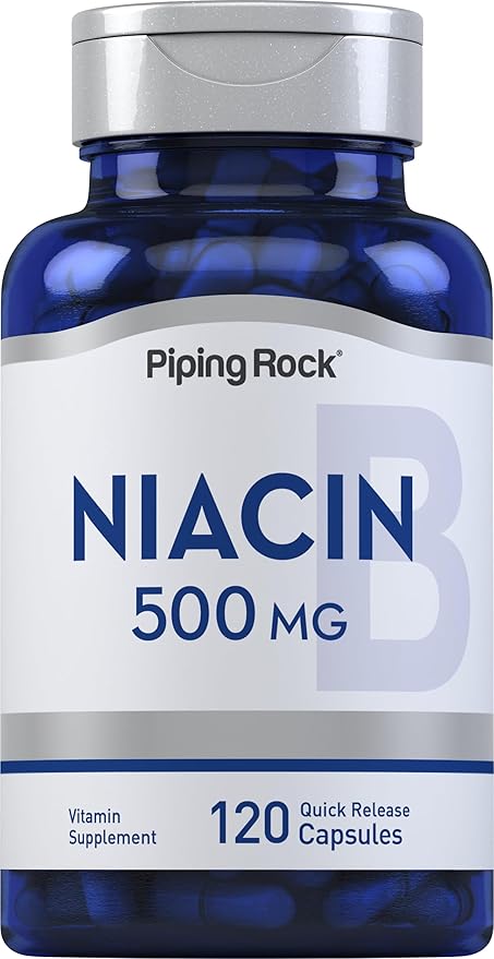 Piping Rock Niacin Flush 500mg | 120 Capsules | Non-GMO and Gluten Free Supplement