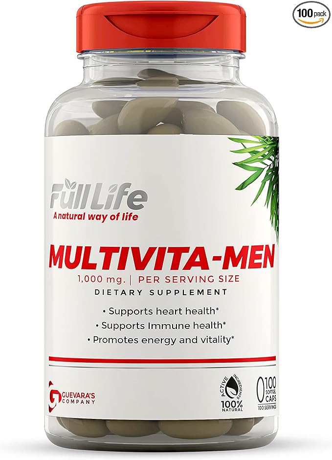 Full Life Multivita-Men Capsules - Supports Immune Health, Heart Health, Promotes Energy & Vitality - Multivitamin for Men - Dietary Supplement - 100 Capsules, 1000mg